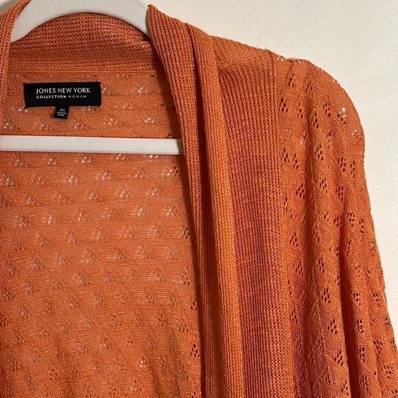Women’s 2X sweater Jones New York Flowy delicate knit cardigan burnt orange - Picture 4 of 13